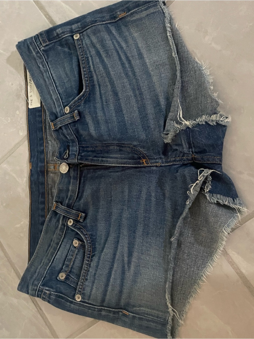 rag & bone Distressed Dark Blue Denim Cutoff Shorts
